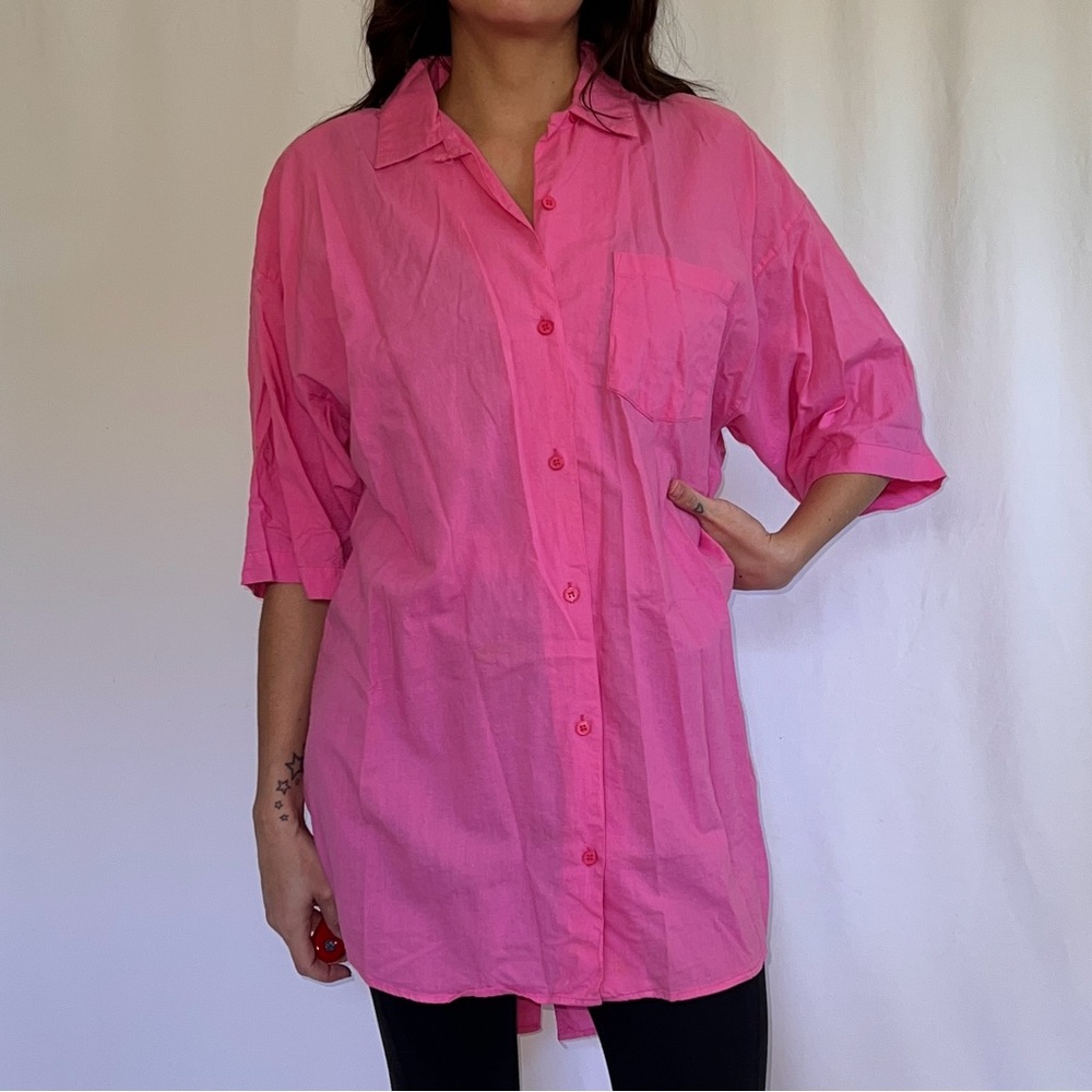 Express Vintage Vibrant Pink Button Down Shirt